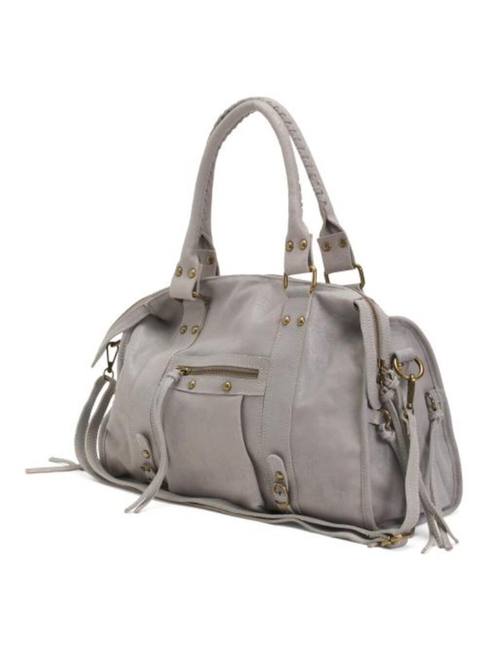 GAVE LUX Made In Italy Leather Large Satchel Brush Front Zip - Picture 3 of 5